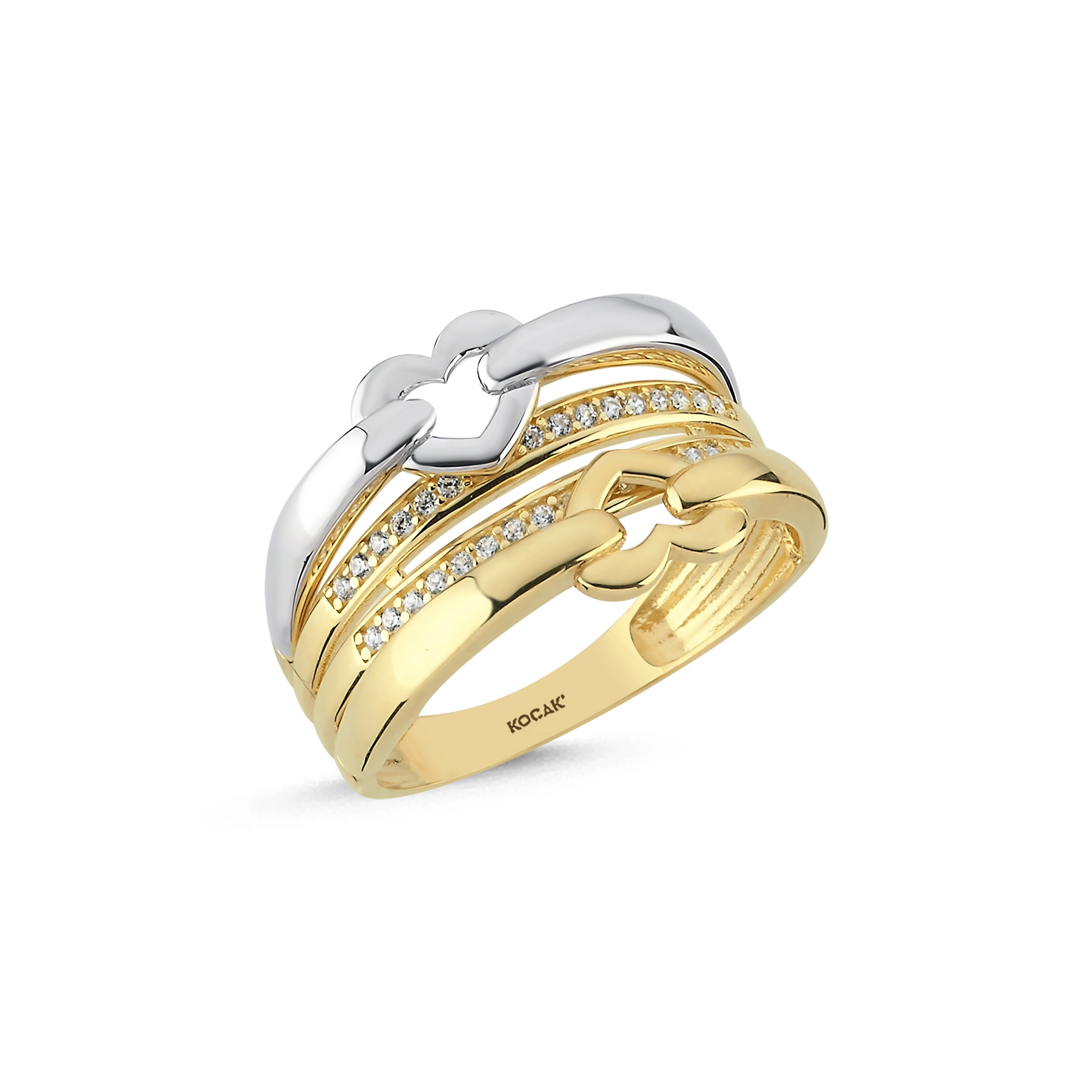 14 Ayar Taşlı Valentine Tasarım Altın Yüzük