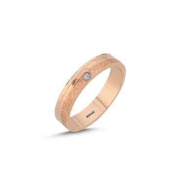 14 Ayar 4mm Rose Altın Taşlı Alyans
