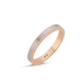 14 Ayar 3mm Rose Beyaz Altın Taşlı Alyans