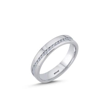 14 Ayar 4mm Beyaz Altın Taşlı Alyans